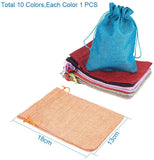 1 Set Burlap Packing Pouches Drawstring Bags, Mixed Color, 18x13cm, 1pc/color, 10pcs/set