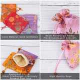 1 Set Chemical Fiber Packing Pouches, Drawstring Bags, Rectangle with Common Peony Pattern, Mixed Color, 14x11cm, 9pcs/set