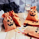 30 pc 30pcs Imitation Burlap Bags 14x10cm Pumpkin Orange Pouches Drawstring Bags for Halloween Candy Party Favors Small Items Jewelry Storage