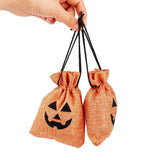 30 pc 30pcs Imitation Burlap Bags 14x10cm Pumpkin Orange Pouches Drawstring Bags for Halloween Candy Party Favors Small Items Jewelry Storage