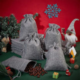 50 pc Burlap Packing Pouches Drawstring Bags, Gray, 13.5~14x9.5~10cm