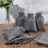 50 pc Burlap Packing Pouches Drawstring Bags, Gray, 13.5~14x9.5~10cm