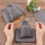 50 pc Burlap Packing Pouches Drawstring Bags, Gray, 13.5~14x9.5~10cm