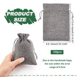 50 pc Burlap Packing Pouches Drawstring Bags, Gray, 13.5~14x9.5~10cm