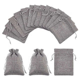 50 pc Burlap Packing Pouches Drawstring Bags, Gray, 13.5~14x9.5~10cm