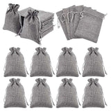 50 pc Burlap Packing Pouches Drawstring Bags, Gray, 13.5~14x9.5~10cm