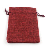 50 pc Burlap Packing Pouches Drawstring Bags, Dark Red, 13.5~14x9.5~10cm