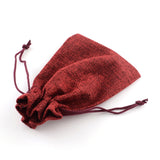 50 pc Burlap Packing Pouches Drawstring Bags, Dark Red, 20x15cm