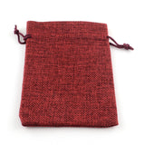 50 pc Burlap Packing Pouches Drawstring Bags, Dark Red, 20x15cm