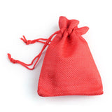 50 pc Burlap Packing Pouches Drawstring Bags, Red, 9x7cm