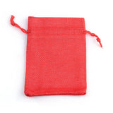 50 pc Burlap Packing Pouches Drawstring Bags, Red, 9x7cm