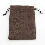 100 pc Polyester Imitation Burlap Packing Pouches Drawstring Bags, Coconut Brown, 18x13cm