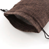 100 pc Polyester Imitation Burlap Packing Pouches Drawstring Bags, Coconut Brown, 18x13cm