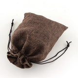 100 pc Polyester Imitation Burlap Packing Pouches Drawstring Bags, Coconut Brown, 18x13cm