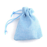 250 pc Polyester Imitation Burlap Packing Pouches Drawstring Bags, for Christmas, Wedding Party and DIY Craft Packing, Light Sky Blue, 14x10cm