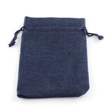 50 pc Polyester Imitation Burlap Packing Pouches Drawstring Bags, for Christmas, Wedding Party and DIY Craft Packing, Midnight Blue, 23x17cm