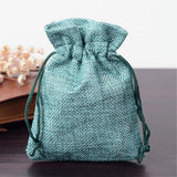 250 pc Polyester Imitation Burlap Packing Pouches Drawstring Bags, for Christmas, Wedding Party and DIY Craft Packing, Medium Sea Green, 12x9cm