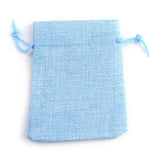 250 pc Polyester Imitation Burlap Packing Pouches Drawstring Bags, for Christmas, Wedding Party and DIY Craft Packing, Light Sky Blue, 9x7cm