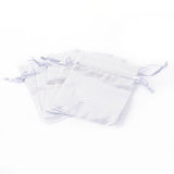 500 pc Rectangle Cloth Bags, with Drawstring, Silver, 12x9cm