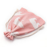 50 pc Polycotton(Polyester Cotton) Packing Pouches Drawstring Bags, with Printed White Bear, Pink, 18x13cm