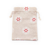 50 pc Polycotton(Polyester Cotton) Packing Pouches Drawstring Bags, with Printed Snowflake, Red, 18x13cm