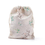 50 pc Cotton Packing Pouches Drawstring Bags, with Printed Flower, Colorful, 18x13cm