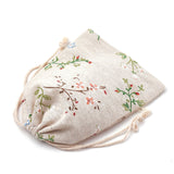 50 pc Cotton Packing Pouches Drawstring Bags, with Printed Flower, Colorful, 18x13cm