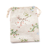 50 pc Cotton Packing Pouches Drawstring Bags, with Printed Flower, Colorful, 18x13cm