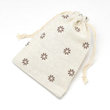 50 pc Polycotton(Polyester Cotton) Packing Pouches Drawstring Bags, with Printed Flower, Wheat, 14x10cm