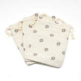 50 pc Polycotton(Polyester Cotton) Packing Pouches Drawstring Bags, with Printed Flower, Wheat, 14x10cm