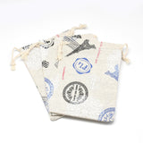 50 pc Printed Polycotton(Polyester Cotton) Packing Pouches Drawstring Bags, Wheat, 14x10cm