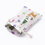 50 pc Polycotton(Polyester Cotton) Packing Pouches Drawstring Bags, with Printed Christmas Theme, Old Lace, 14x10cm