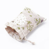 50 pc Polycotton(Polyester Cotton) Packing Pouches Drawstring Bags, with Printed Flower, Old Lace, 14x10cm