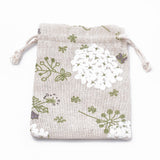 50 pc Polycotton(Polyester Cotton) Packing Pouches Drawstring Bags, with Printed Flower, Old Lace, 14x10cm