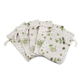 50 pc Polycotton(Polyester Cotton) Packing Pouches Drawstring Bags, with Printed Flower, Old Lace, 14x10cm