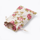 50 pc Polycotton(Polyester Cotton) Packing Pouches Drawstring Bags, with Printed Flower, Old Lace, 14x10cm