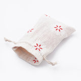 50 pc Polycotton(Polyester Cotton) Packing Pouches Drawstring Bags, with Printed Snowflake, Old Lace, 14x10cm