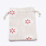 50 pc Polycotton(Polyester Cotton) Packing Pouches Drawstring Bags, with Printed Snowflake, Old Lace, 14x10cm