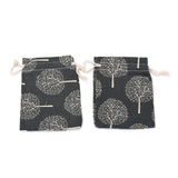 50 pc Polycotton(Polyester Cotton) Packing Pouches Drawstring Bags, with Printed Tree, Gray, 14x10cm