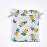 50 pc Polycotton(Polyester Cotton) Packing Pouches Drawstring Bags, with Pineapple Printed, Colorful, 18x13cm