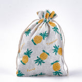 50 pc Polycotton(Polyester Cotton) Packing Pouches Drawstring Bags, with Pineapple Printed, Colorful, 18x13cm