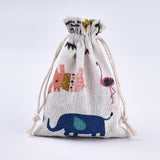 50 pc Polycotton(Polyester Cotton) Packing Pouches Drawstring Bags, with Animal Printed, Colorful, 13.7x10cm