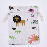 50 pc Polycotton(Polyester Cotton) Packing Pouches Drawstring Bags, with Animal Printed, Colorful, 13.7x10cm