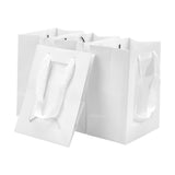 15 pc Flower Bouquet Paper Gift Bags, Portable Kraft Paper Tote Shopping Bag, with PVC Transparent Window and Handles, Party Gift Wrapping Bags, Rectangle, White, 15x10x20cm