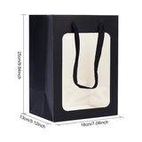 10 pc Flower Bouquet Paper Gift Bags, Portable Kraft Paper Tote Shopping Bag, with PVC Transparent Window and Handles, Party Gift Wrapping Bags, Rectangle, Black, 18x13x25cm