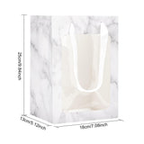 10 pc Flower Bouquet Paper Gift Bags, Portable Kraft Paper Tote Shopping Bag, with PVC Transparent Window and Handles, Party Gift Wrapping Bags, Rectangle with Marble Pattern, WhiteSmoke, 18x13x25cm