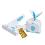 1 Set Plastic Candy Bags, Rabbit Ear Bags, Gift Bags, Two-Side Printed, with Wire Twist Ties, Dark Cyan, Bag: 22.5x14cm, Ties: 8x0.4cm