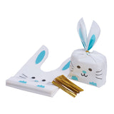 1 Set Plastic Candy Bags, Rabbit Ear Bags, Gift Bags, Two-Side Printed, with Wire Twist Ties, Dark Cyan, Bag: 22.5x14cm, Ties: 8x0.4cm