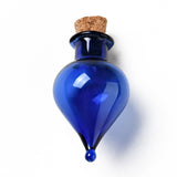 10 pcs Teardrop Glass Cork Bottles Ornament, Glass Empty Wishing Bottles, DIY Vials for Pendant Decorations, Blue, 3.6cm