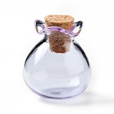 10 pcs Lucky Bag Shape Glass Cork Bottles Ornament, Glass Empty Wishing Bottles, DIY Vials for Pendant Decorations, Lilac, 2.5cm